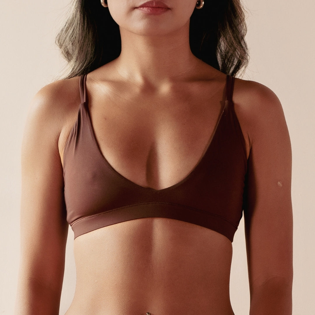 2ND SKN Triangle Bralette - Cocoa Brown