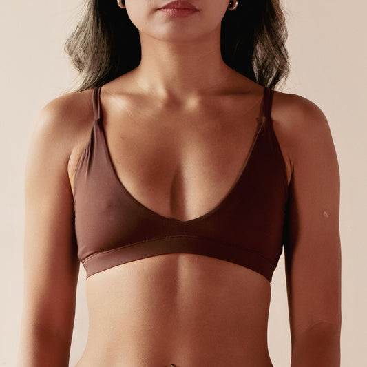 2ND SKN Triangle Bralette - Cocoa Brown